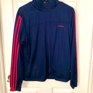 Navy Adidas track jacket w/ red stripes